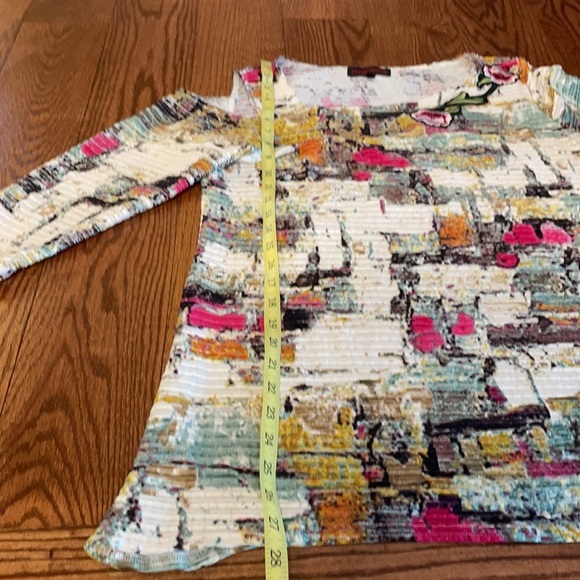 MISHCA one cold shoulder multi color women TOP A-line. Embroidery SZ L - Picture 8 of 9